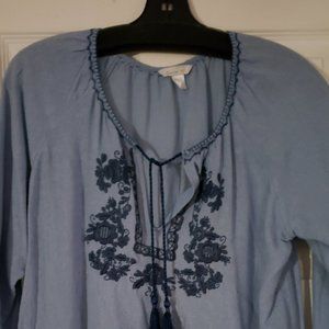 Garnet Hill 100% Silk  Embroidered Hippie Tunic EU